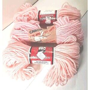 NWT Vintage 2 Aunt Lydia's Pink Rug Yarn , 1 Caron Pink Rug Yarn 3 Skiens Total